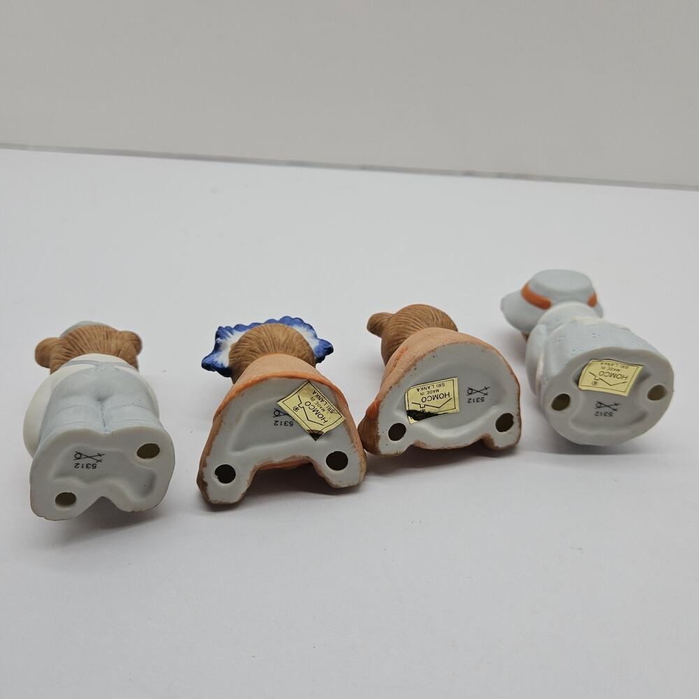 HOMCO Set of 4 Porcelain Mini Bears THANKSGIVING Harvest # 5312 - Picture 3 of 4